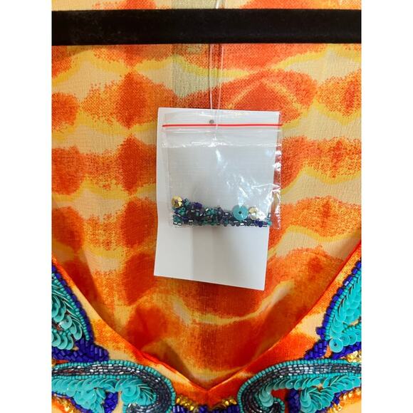 Fig & Vine Orange Tie Dye Beaded Summer Kaftan Tunic Beach Coverup Size XL NWT - Picture 4 of 6